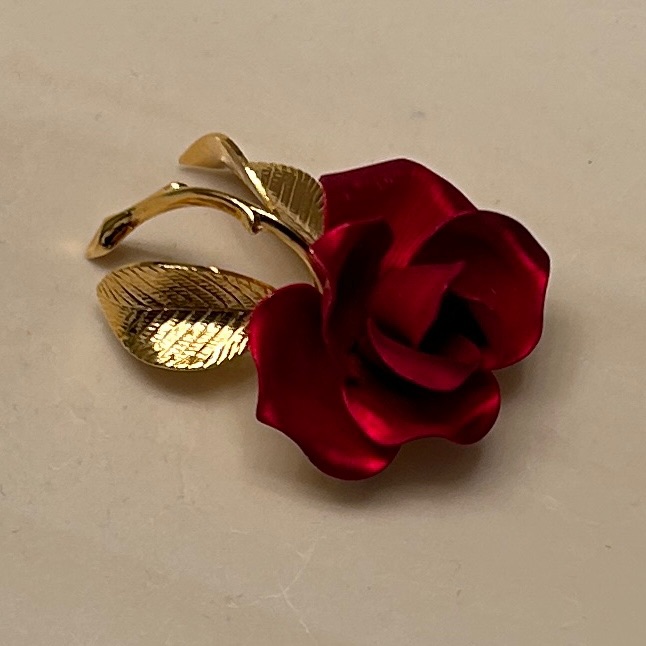 Cerrito Red Rose Brooch Love Vtg